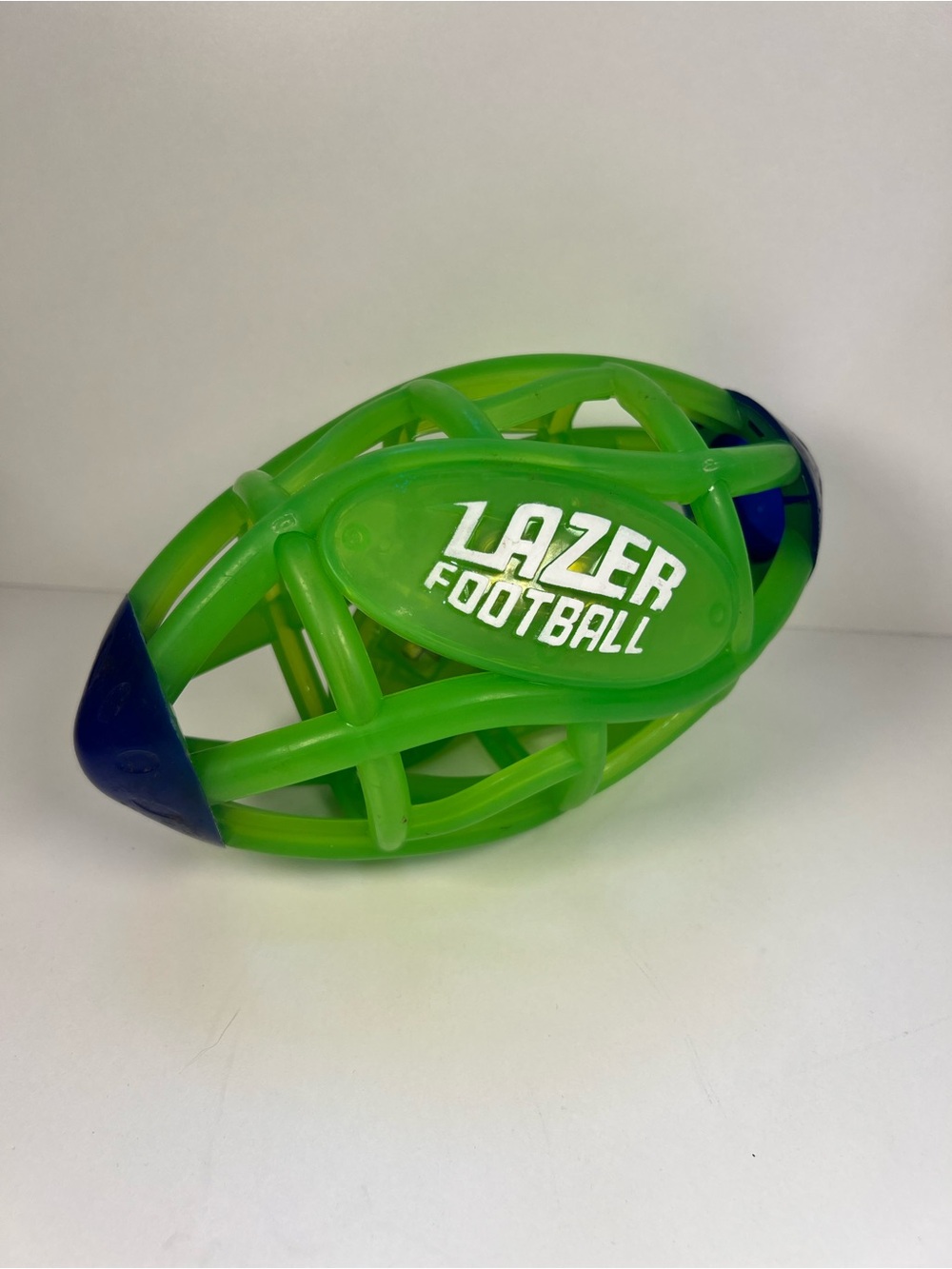 Lazer Light Up Football Green Blue Cage Glow Pee Wee Kids Outdoor Toy